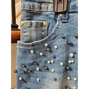 Mignon Women Blue Denim Cotton Blend Distressed A-Line Jean Skirt Size 1,2 & 3XL